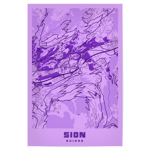 Poster "City Map Sion" artboxONE - Städte / Weitere,Kartografie