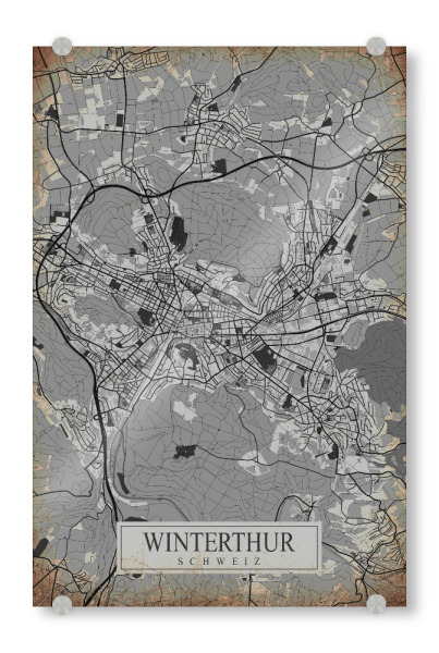 Acrylglasbild "Retro City Winterthur" artboxONE - Städte / Weitere,Kartografie