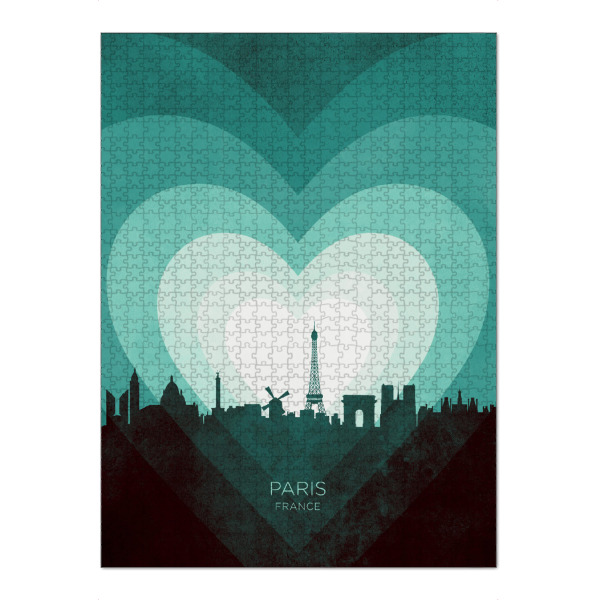 Puzzle Ravensburger "Paris France Skyline Hearts Teal" artboxONE - Städte