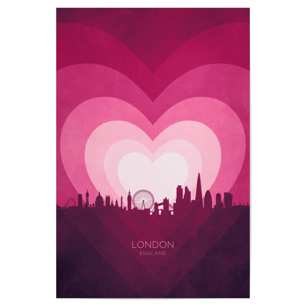 Poster 30x20 cm "London Skyline Heart Pink" artboxONE - Städte