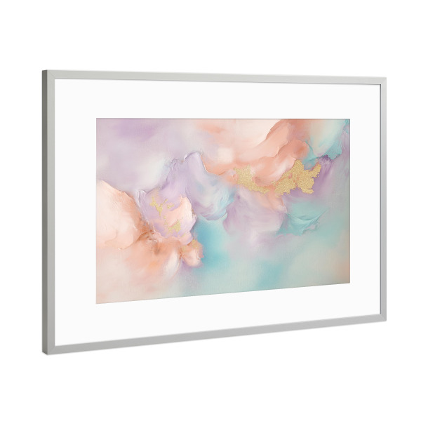 Poster mit Rahmen Silber "Sanfte Pastel Abstrakte Malerei" artboxONE - Natur,Abstrakt,Marmor