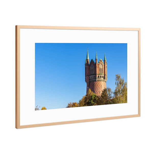 Poster mit Rahmen Kupfer "Rostocker Wasserturm" artboxONE - Natur,Reise,Architektur