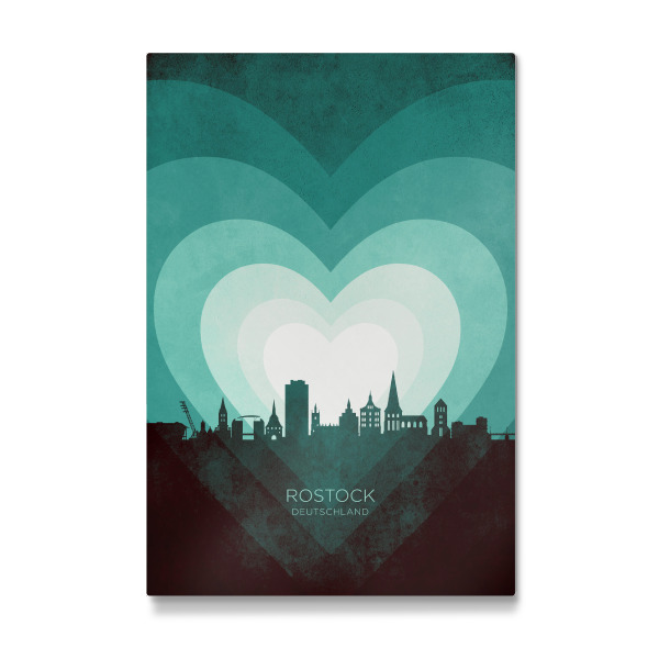 Galerie-Print "Rostock Skyline Heart Teal" 30x20 cm artboxONE
