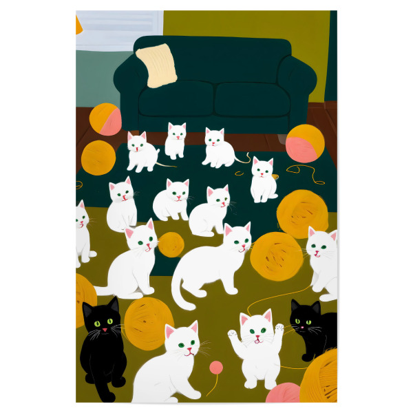 Poster "Katzen & Wolle" artboxONE - Tiere,Abstrakt