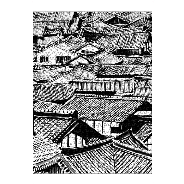 Puzzle Ravensburger "Dächer" artboxONE - Städte - Sumie,Japan,Dorf,Asien,Dach,Dächer - Bild sumie
