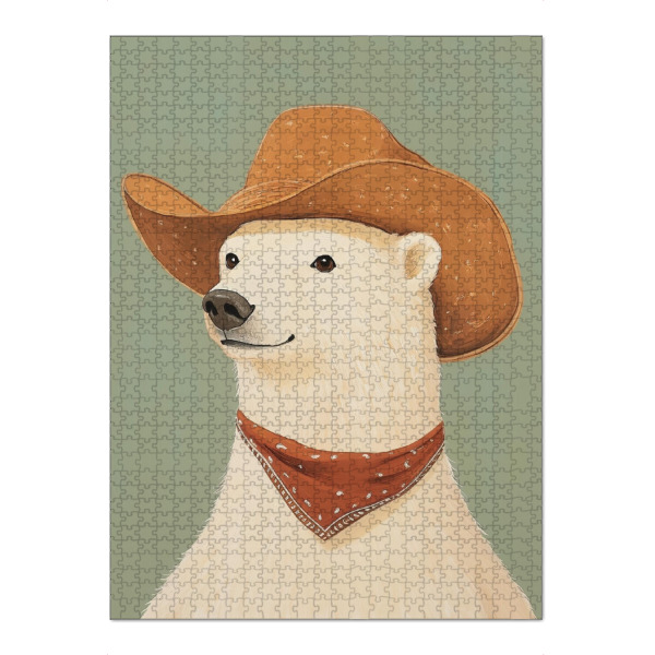 Puzzle Ravensburger "Cowboy Polar Bär" artboxONE - Tiere - Eisbär,Bär,Cowboy,Cowboyhut,Tier,Tierporträt - Bild eisbär