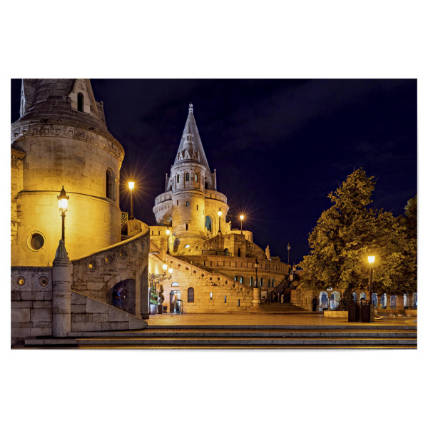 Poster 30x20 cm "Die Türme bei Nacht" artboxONE - Architektur - Budapest,Ungarn,Burgpalast,Fischerbastei,Burgviertel,Altstadt