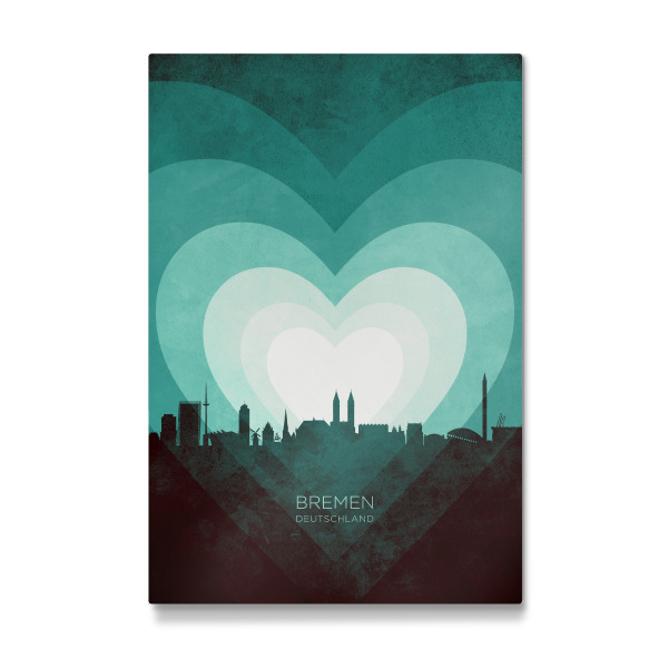 Galerie-Print "Bremen Skyline Heart blaugrün" 30x20 cm artboxONE