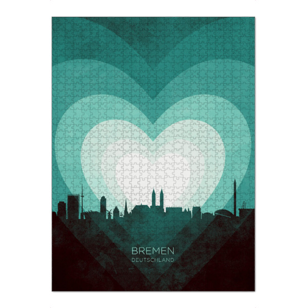 Puzzle Ravensburger "Bremen Skyline Heart blaugrün" artboxONE - Städte