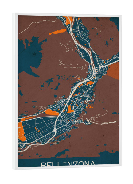 Poster mit weißem Rahmen "Bellinzona Vintage Map" artboxONE - Städte / Weitere,Kartografie
