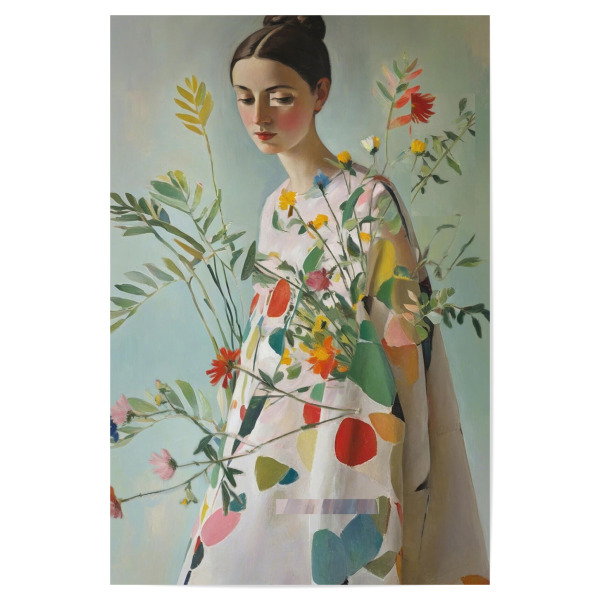 Poster "Frau mit Blumen zeitgemäß" artboxONE - Floral,Menschen - Zeitgenössisch,Frau,Floral,Menschen,Malerei,Kunst