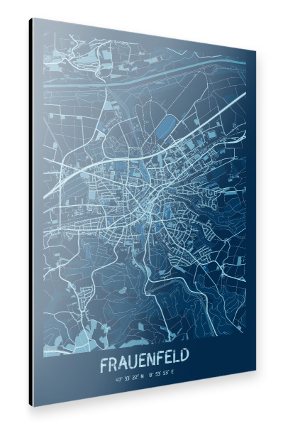 Alu-Dibond "City Frauenfeld Map" 30x20 cm artboxONE