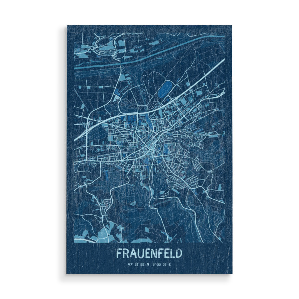 Holzbild "City Frauenfeld Map" artboxONE - Städte / Weitere,Kartografie