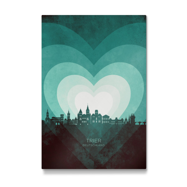 Galerie-Print "Trier Germany Skyline Hearts Teal" 30x20 cm artboxONE