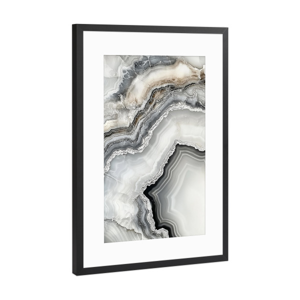Poster mit Rahmen Schwarz (Metallic) "Mineralische Kristall Eleganz" artboxONE - Natur,Abstrakt,Marmor
