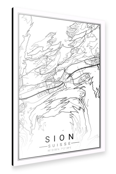 Alu-Dibond "Sitten City Plan" 75x50 cm artboxONE
