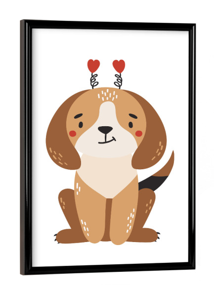 Poster mit schwarzem Rahmen "Liebeshunde Tierillustration" artboxONE - Für Kinder,Tiere