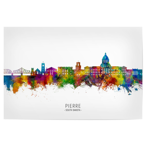 Poster 30x20 cm "Pierre South Dakota Skyline txt" artboxONE - Städte