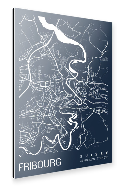 Alu-Dibond "Fribourg City Plan" 30x20 cm artboxONE