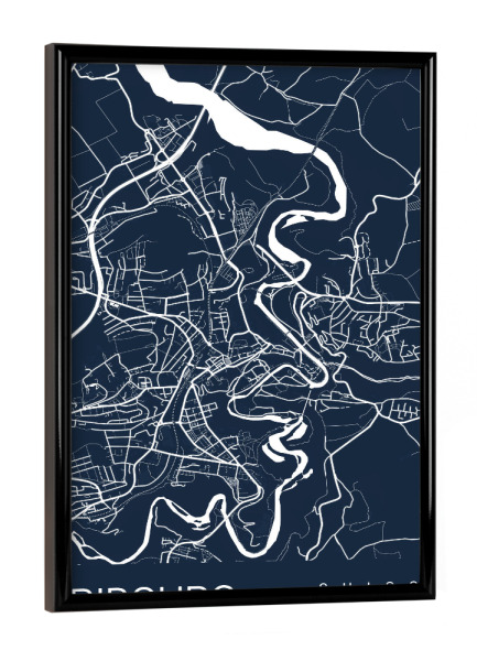 Poster mit schwarzem Rahmen "Fribourg City Plan" artboxONE - Städte / Weitere,Kartografie