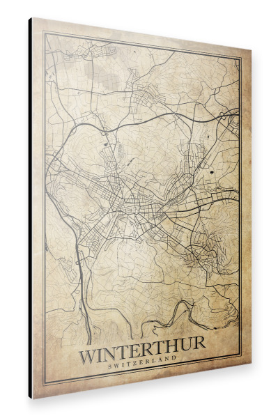 Alu-Dibond "Winterthur Vintage City" 30x20 cm artboxONE