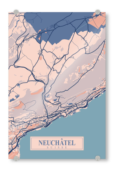 Acrylglasbild "Neuenburg City" artboxONE - Städte / Weitere,Kartografie