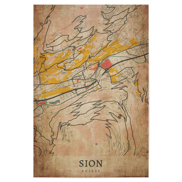 Poster "Retro Sitten City" artboxONE - Städte / Weitere,Kartografie