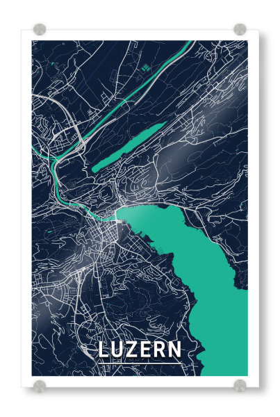 Acrylglasbild "Luzern Map" artboxONE - Städte / Weitere,Kartografie