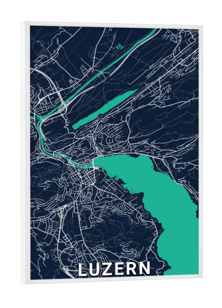 Poster mit weißem Rahmen "Luzern Map" artboxONE - Städte / Weitere,Kartografie