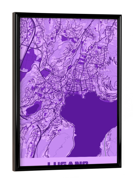 Poster mit schwarzem Rahmen "Citymap Lugano" artboxONE - Städte / Weitere,Kartografie