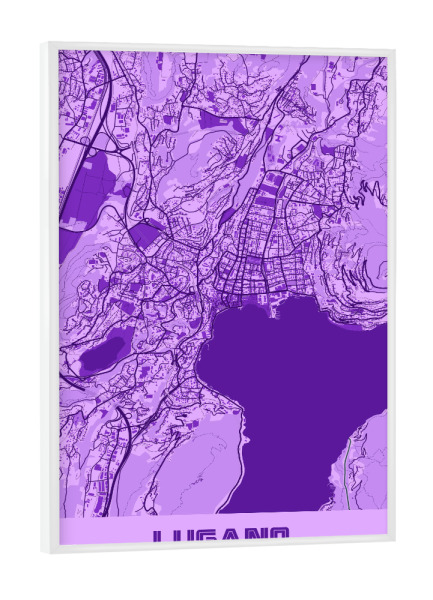 Poster mit weißem Rahmen "Citymap Lugano" artboxONE - Städte / Weitere,Kartografie