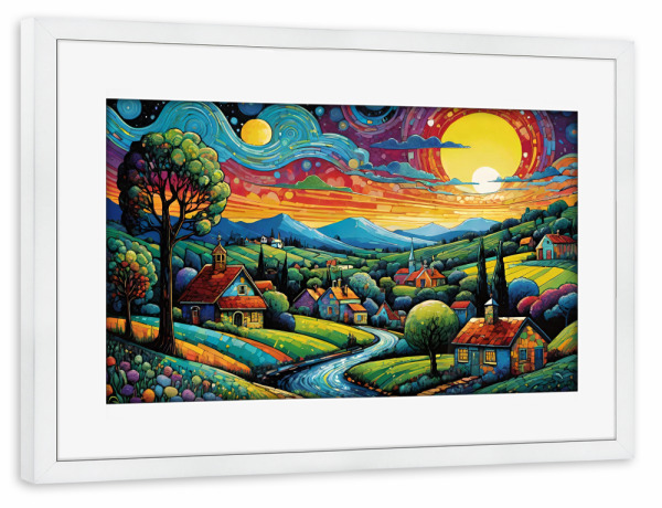 Poster mit Rahmen weiß "Nach Sonnenaufgang" artboxONE - Natur,Arcadia