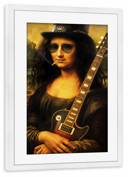 Poster mit Rahmen weiß "Mona Rock" artboxONE - Comic,Menschen,Lustig