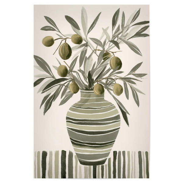 Poster "Olivenzweige" artboxONE - Floral - Olive,Olive zweige,Blumen,Vase