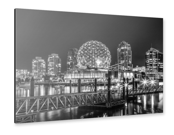 Alu-Dibond "Vancouver bei Nacht in Monochrom" 75x50 cm artboxONE