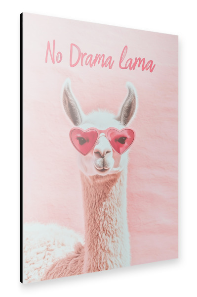 Alu-Dibond "No drama Lama" pink Sommer" 30x20 cm artboxONE