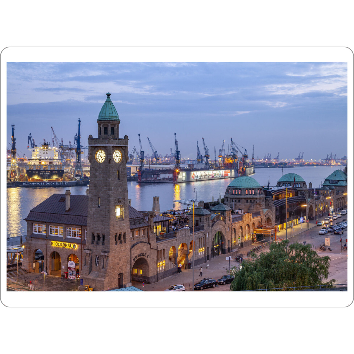 Tischset "St. Pauli Landungsbrücken" artboxONE - Städte / Hamburg,Architektur - St. pauli,Landungsbrücken,Hamburg,Hafen,Blaue stunde