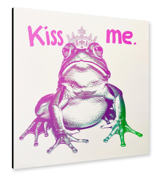Alu-Dibond "Kiss-me" Neon Frosch" 30x30 cm artboxONE