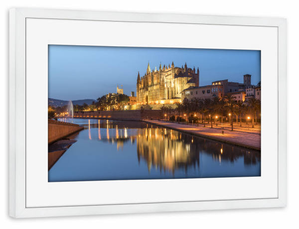 Poster mit Rahmen weiß "Kathedrale Palma" artboxONE - Reise,Architektur