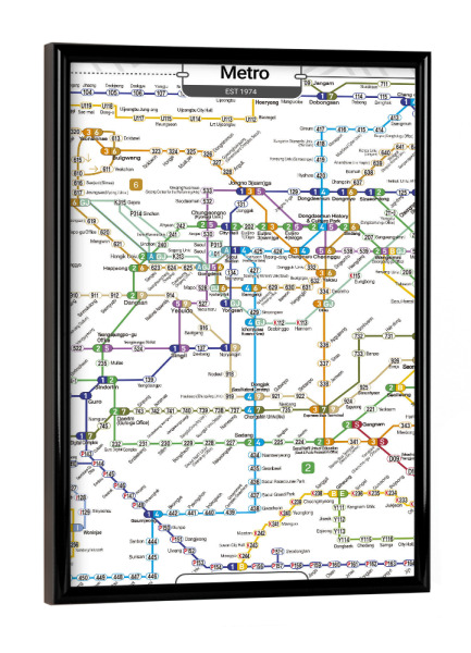 Poster mit schwarzem Rahmen "U -Bahn - Seoul" artboxONE - Städte,Architektur,Kartografie