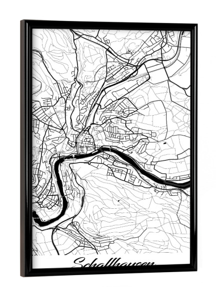 Poster mit schwarzem Rahmen "Schaffhausen CityMap" artboxONE - Schwarzweiß,Städte / Weitere,Kartografie