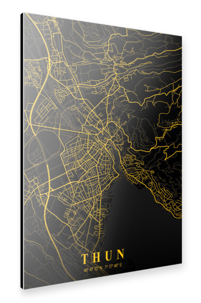Alu-Dibond "Thun Map Karte" 30x20 cm artboxONE