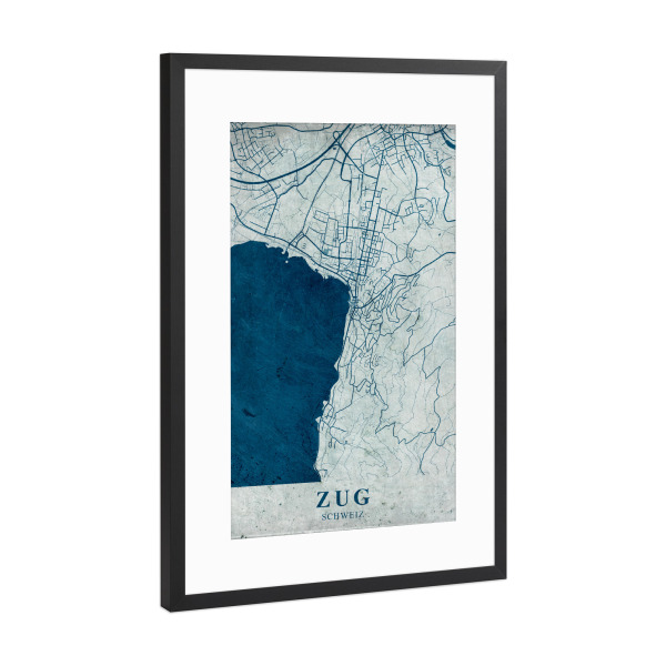 Poster mit Rahmen Schwarz (Metallic) "Zug Vintage" artboxONE - Städte / Weitere,Kartografie