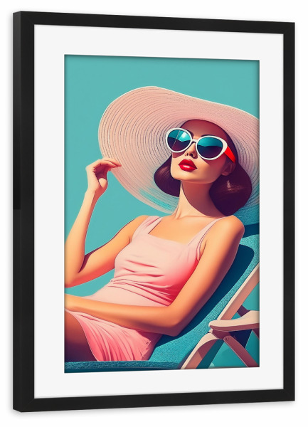 Poster mit Rahmen schwarz "1950 Hollywood Glamour Girl" artboxONE - Reise,Menschen,Reise / Strand und Meer