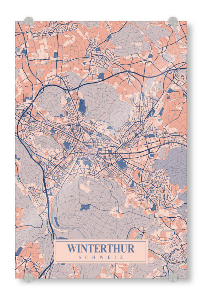 Acrylglasbild "Winterthur Stadt Map" artboxONE - Städte / Weitere,Kartografie