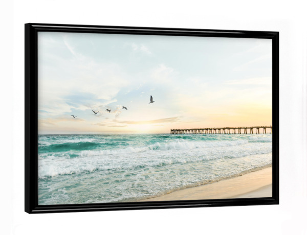 Poster mit schwarzem Rahmen "Vögel am Pier" artboxONE - Natur,Reise / Strand und Meer