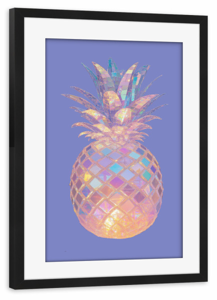 Poster mit Rahmen schwarz "Ananas -Schillsmosaik" artboxONE - Essen & Trinken,Abstrakt,Geometrie,Essen & Trinken / Obst & Gemüse - Ananas,Frucht,Bunt