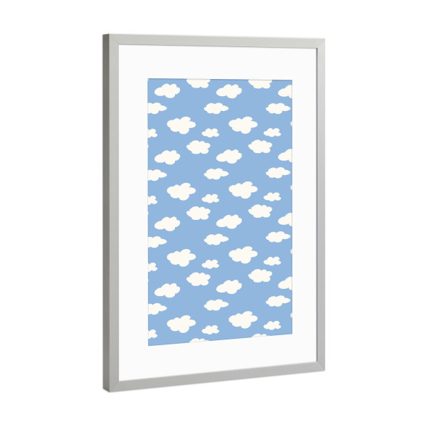 Poster mit Rahmen Silber "Happy Clouds" artboxONE - Natur,Für Kinder,Lustig