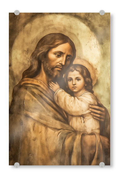 Acrylglasbild "Jesus Christus mit Kind" artboxONE - Abstrakt,Menschen,Liebe