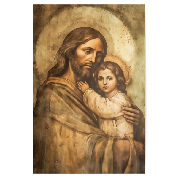 Poster 30x20 cm "Jesus Christus mit Kind" artboxONE - Abstrakt,Menschen,Liebe